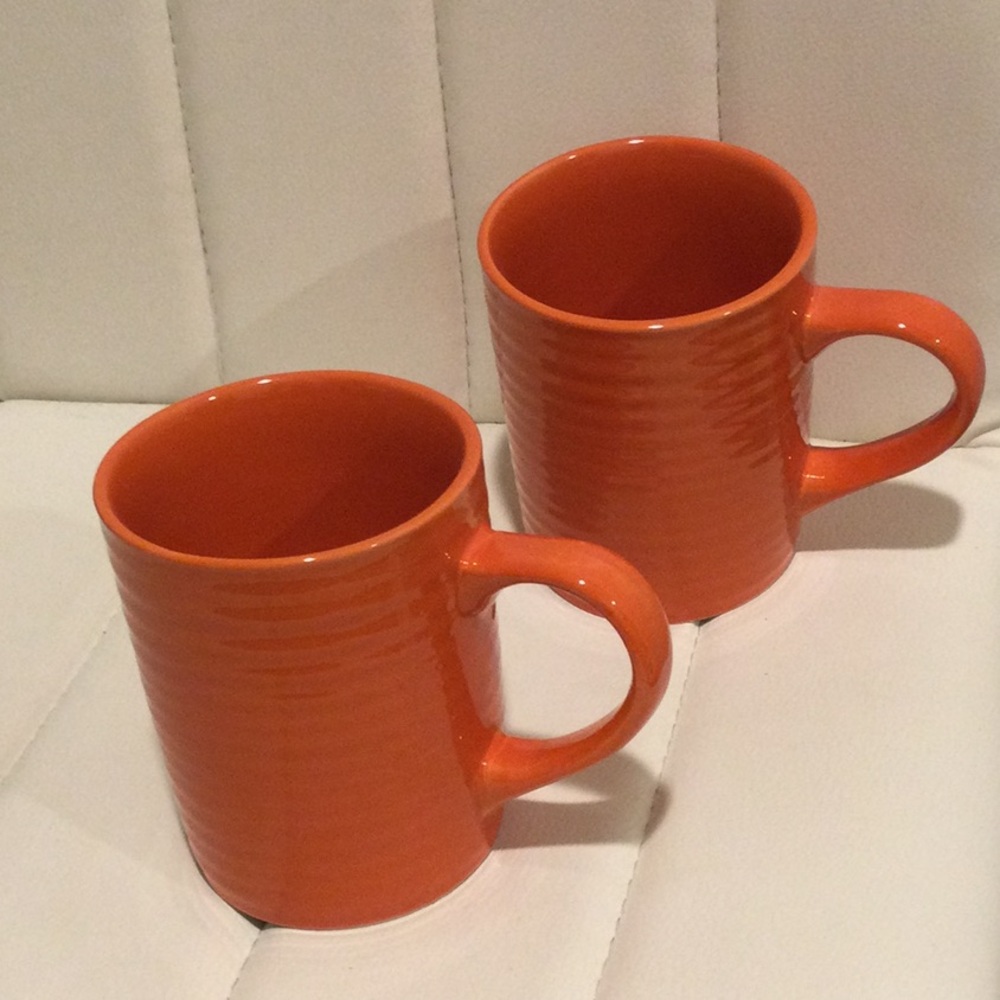 (2) NWT Orange Ceramic Royal Norfolk Mugs Set - Picture 4 of 8